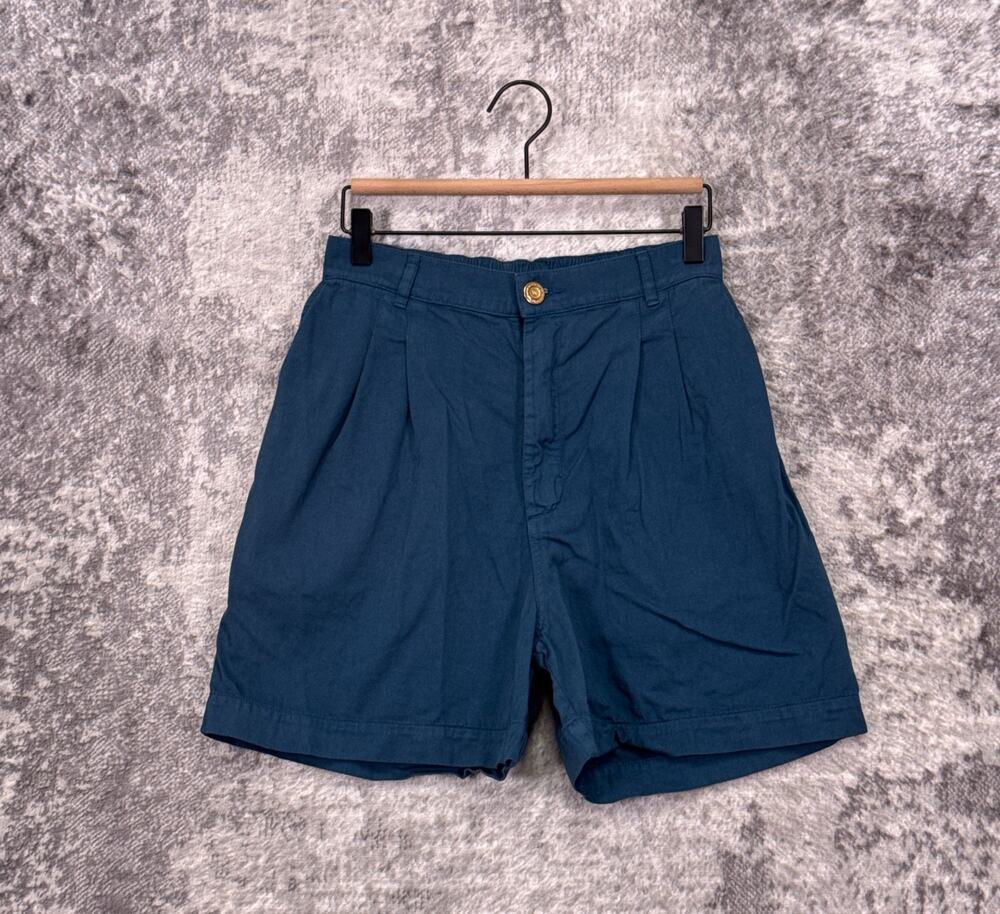 Big Bud Press Trouser Shorts Small Womens Blue Twill Pleated